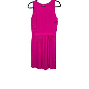 Ralph Lauren Women's Cocktail Sleeveless Fuchsia Pleated A-Line Dress Size 10